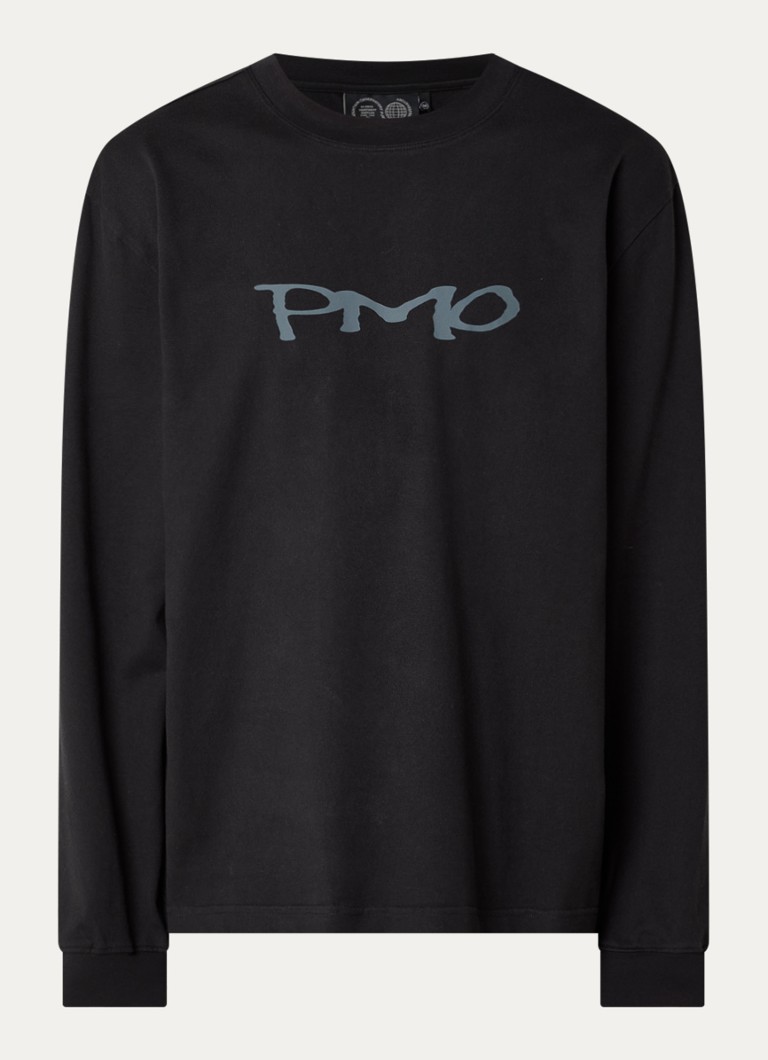Purple Mountain Observatory Heren Moons longsleeve met logo- en backprint in de kleur Zwart, maat: XL
