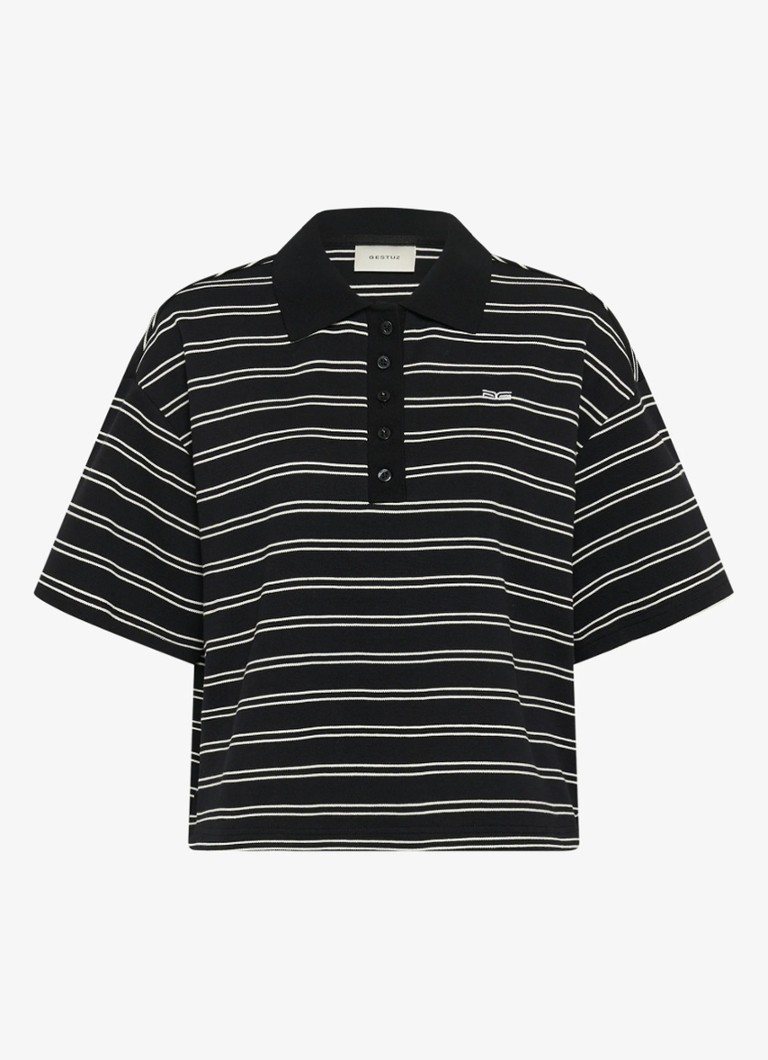 Gestuz Dames Pillova polo met streepprint in de kleur Zwart
