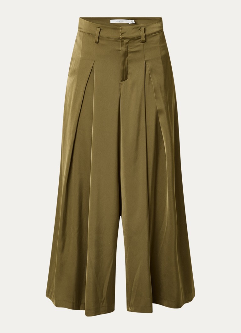 Gestuz Dames Cerina high waist loose fit pantalon met plooidetail in de kleur Mosgroen