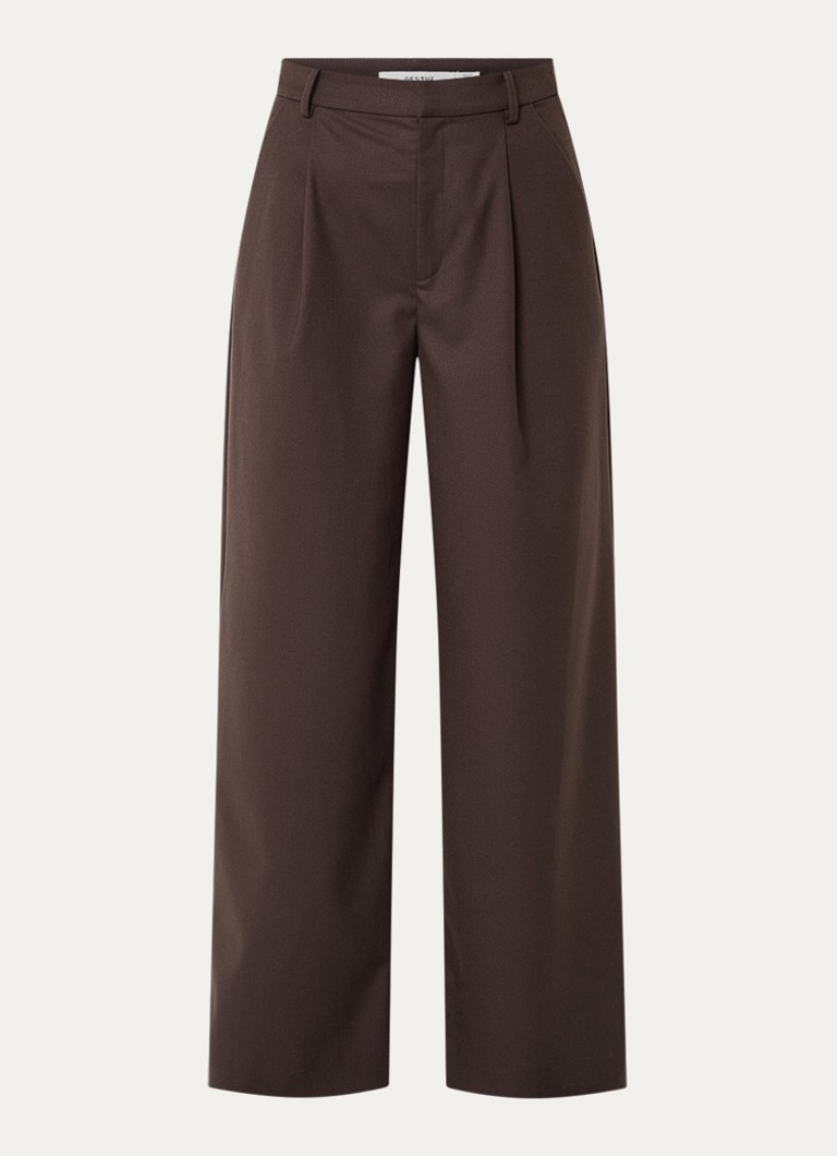 Gestuz Dames Paula high waist loose fit pantalon met steekzakken in de kleur Donkerbruin