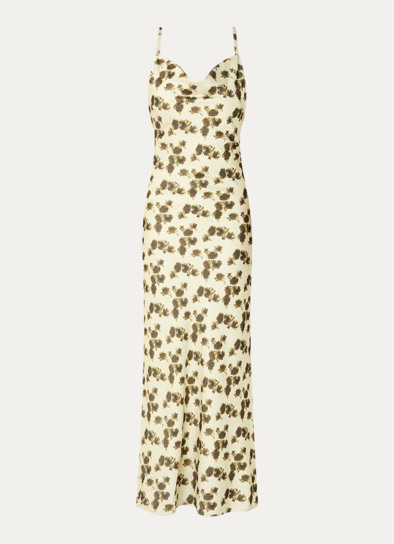 Gestuz Dames Chery midi jurk met bloemenprint in de kleur Lichtgeel