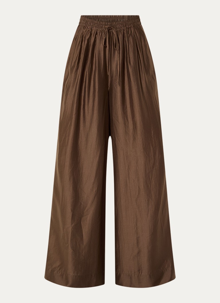 Gestuz Dames Siora high waist loose fit broek met steekzakken in de kleur Donkerbruin
