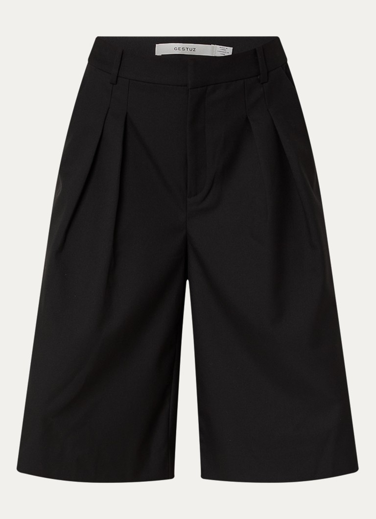 Gestuz Dames Paula high waist straight fit korte broek met steekzakken in de kleur Zwart