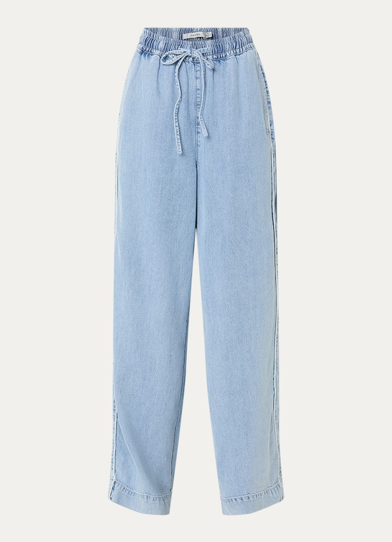 Gestuz Dames GZsea high waist loose fit broek van chambray in de kleur Indigo