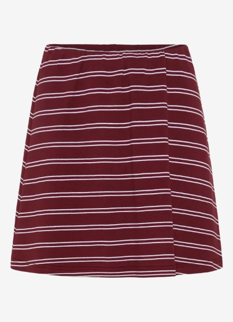 Gestuz Dames Pilova mini rok met streepprint in de kleur Bordeauxrood