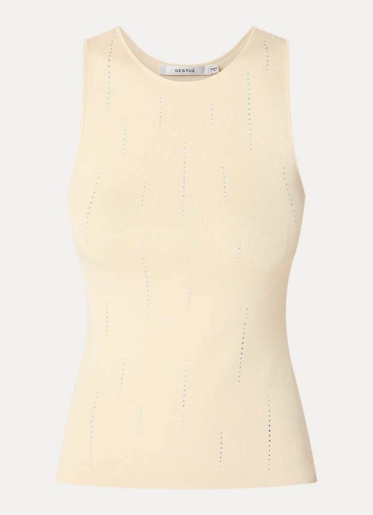 Gestuz Dames GZsaya tanktop met strass in de kleur Vanillegeel