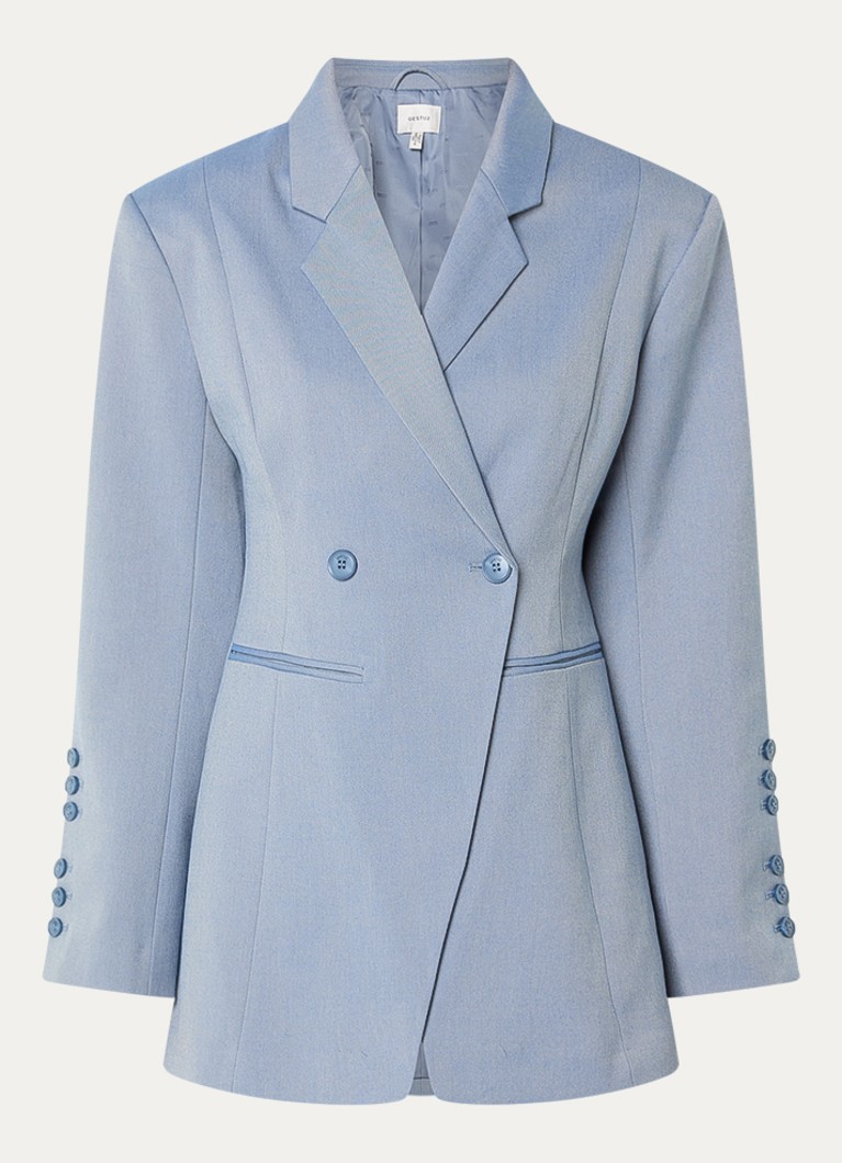 Gestuz Dames Wendi double-breasted blazer met paspelzakken in de kleur Blauwgrijs