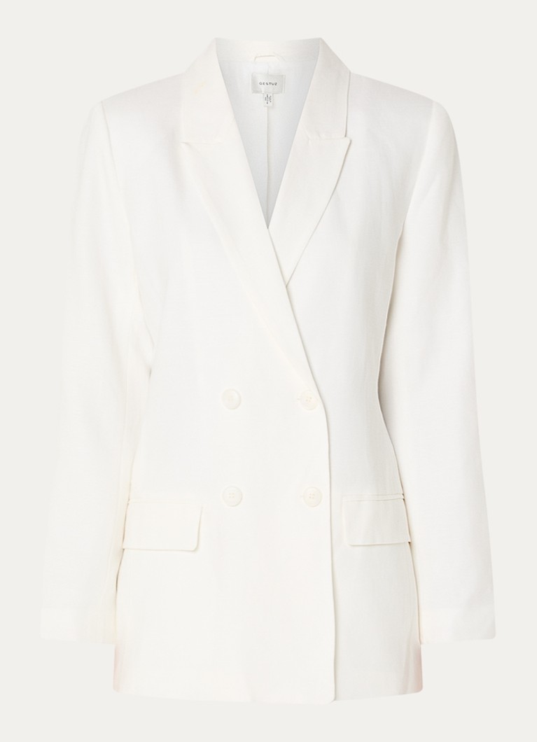 Gestuz Dames Riava blazer in linnenblend met klepzakken in de kleur Gebroken wit
