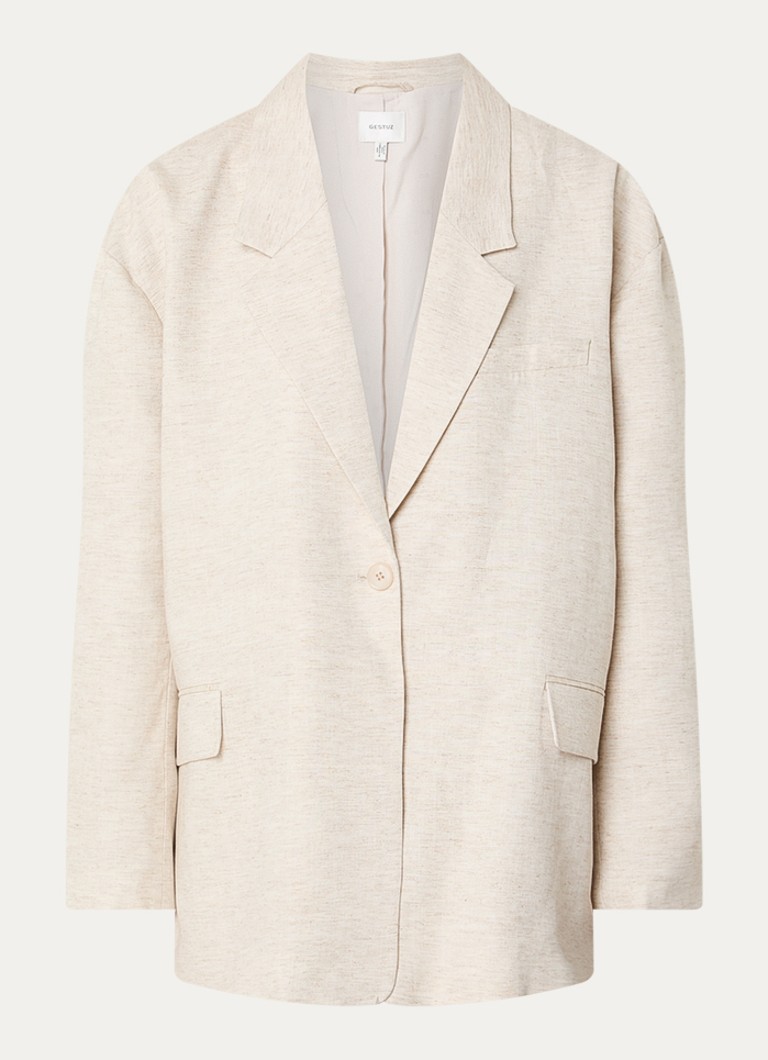 Gestuz Dames Riava blazer in linnenblend met klepzakken in de kleur Creme