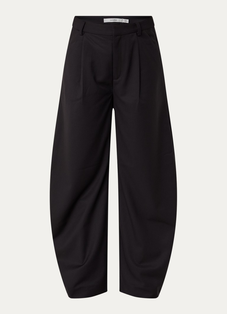 Gestuz Dames Callia high waist wide fit pantalon met steekzakken in de kleur Zwart