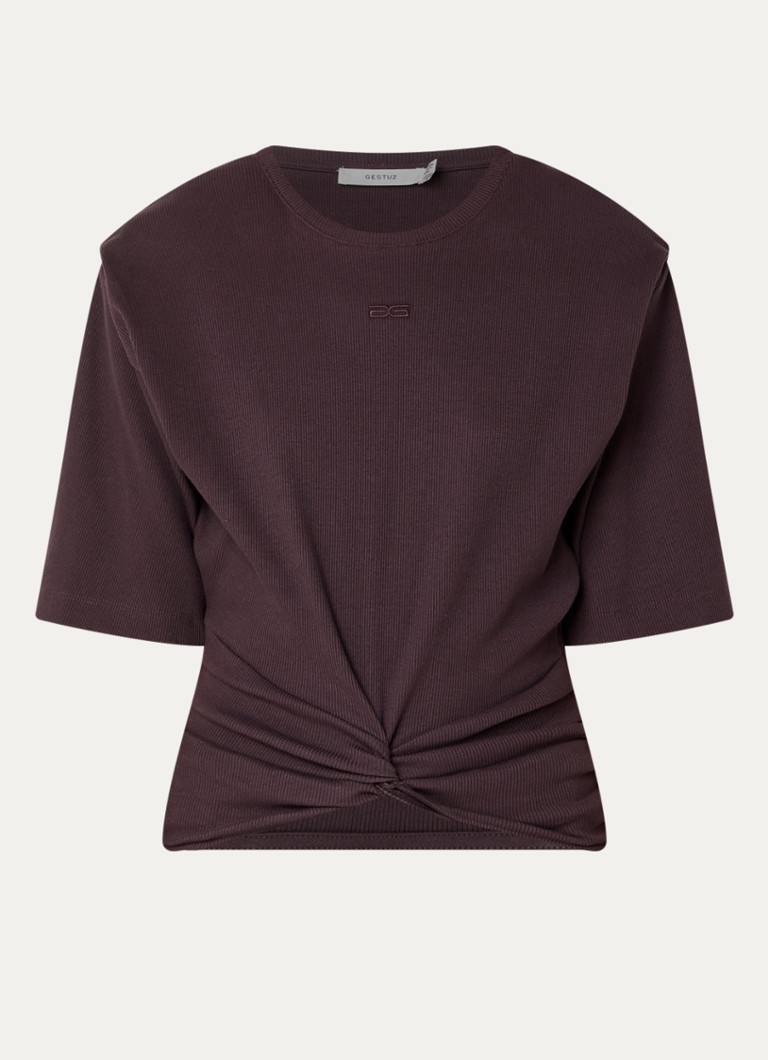 Gestuz Dames Betty top met schoudervulling in de kleur Aubergine