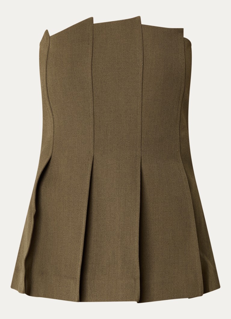 Gestuz Dames Stacy top met plooidetail in de kleur Khaki