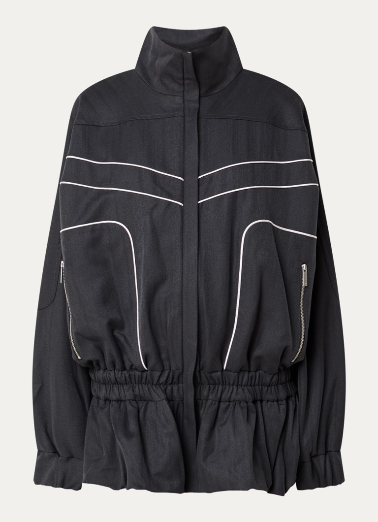 Gestuz Dames Alezia oversized windjack met peplum en ritszakken in de kleur Middengrijs