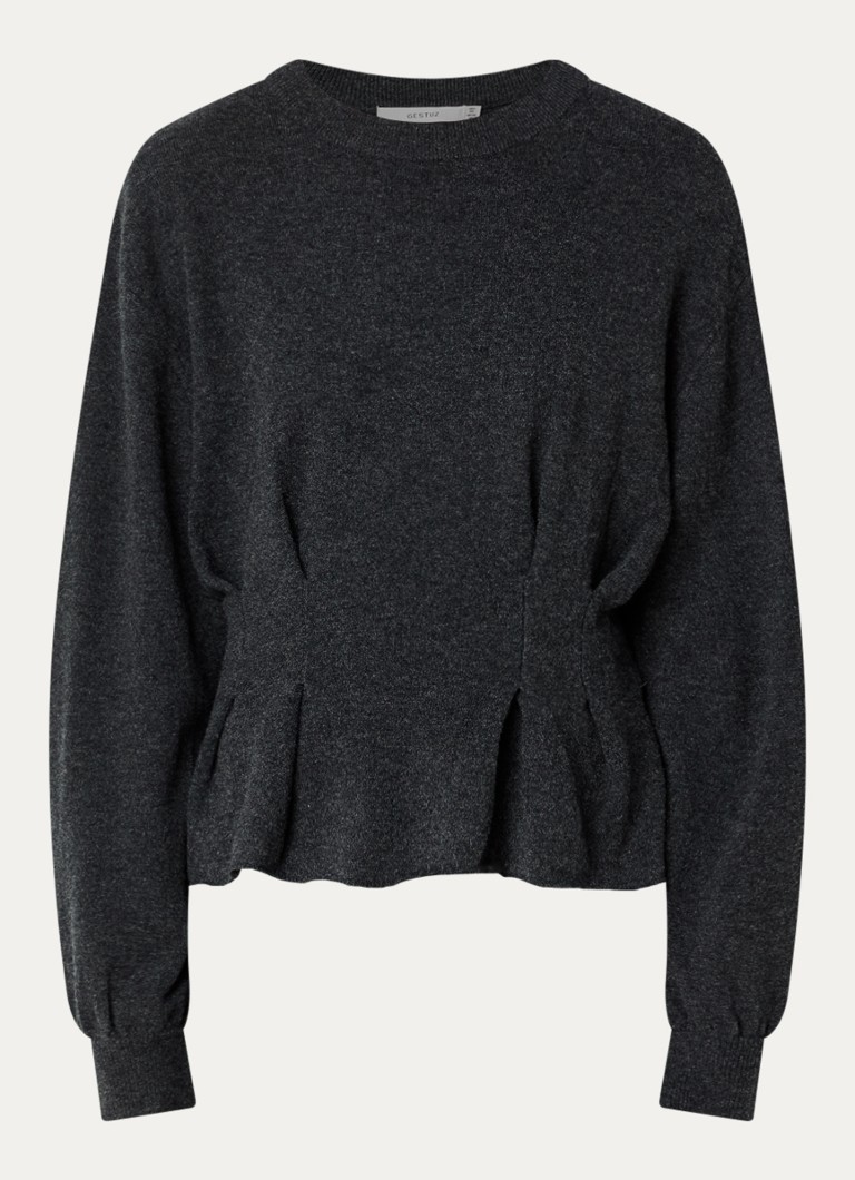 Gestuz Dames Manzi pullover van wol met peplum in de kleur Antraciet