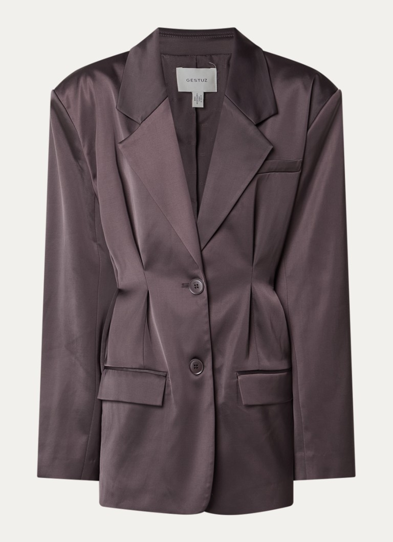 Gestuz Dames Elva blazer met schoudervulling en glanzende finish in de kleur Aubergine