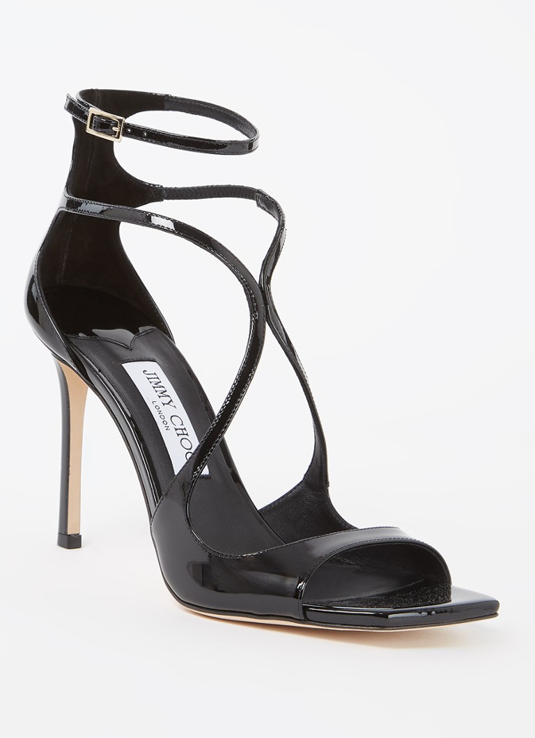 Jimmy Choo Dames Azia 95 sandalette van lakleer in de kleur Zwart