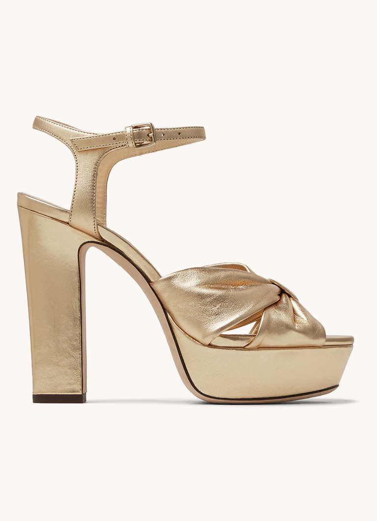 Jimmy Choo Dames Heloise 120 sandalette van lamsleer met metallic finish in de kleur Goud