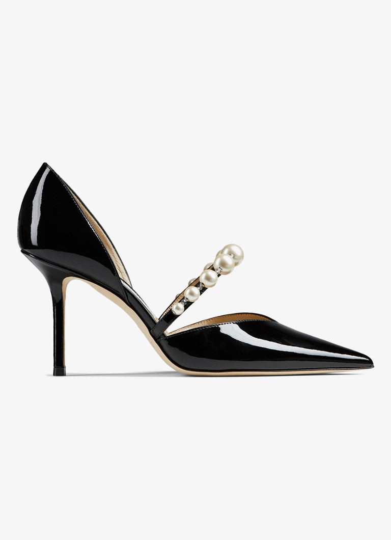 Jimmy Choo Dames Aurelie 85 pump van lakleer met imitatieparels in de kleur Zwart