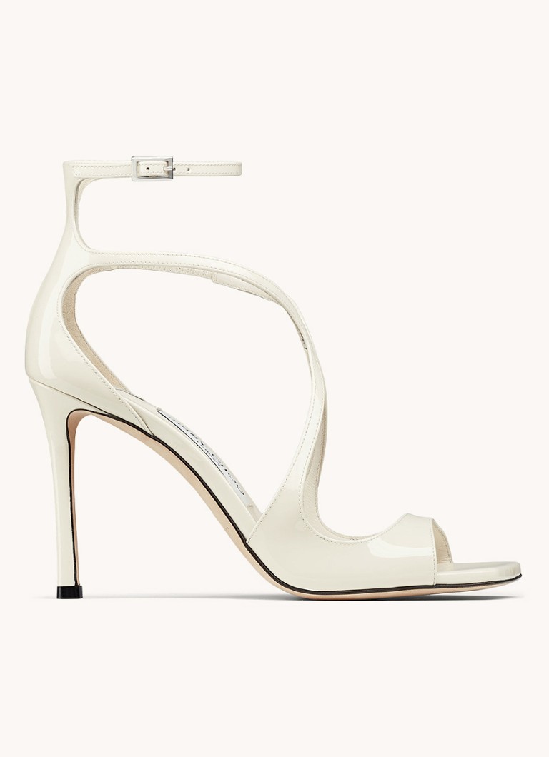 Jimmy Choo Dames Azia 95 sandalette van lakleer in de kleur Gebroken wit