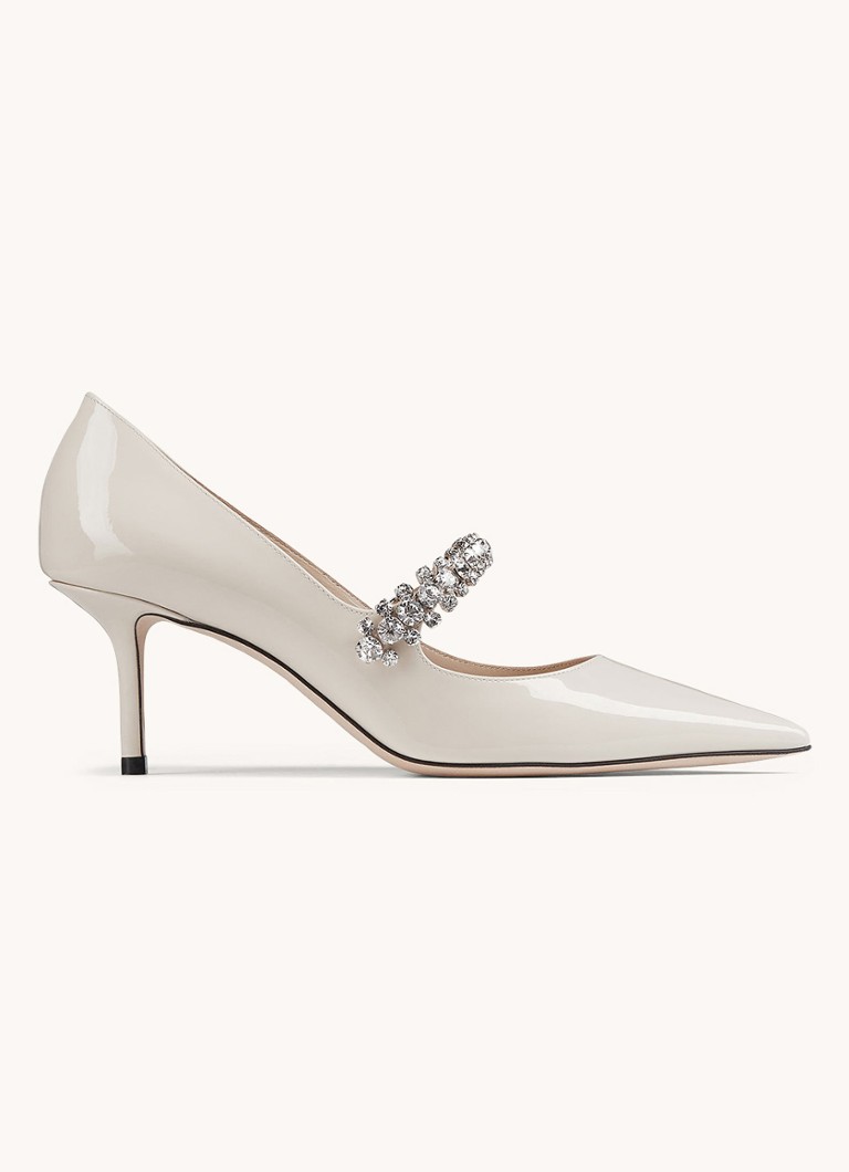 Jimmy Choo Dames Bing 65 pump van lakleer met strass in de kleur Gebroken wit