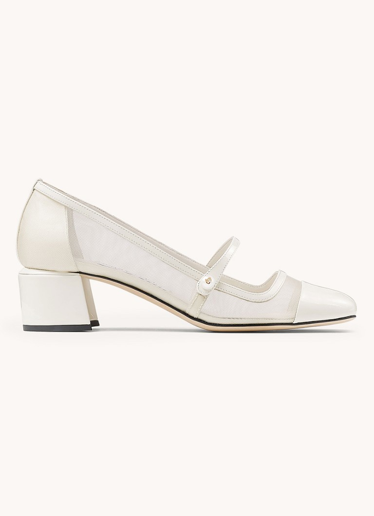 Jimmy Choo Dames Elisa 45 pump met kalfsleren details in de kleur Gebroken wit
