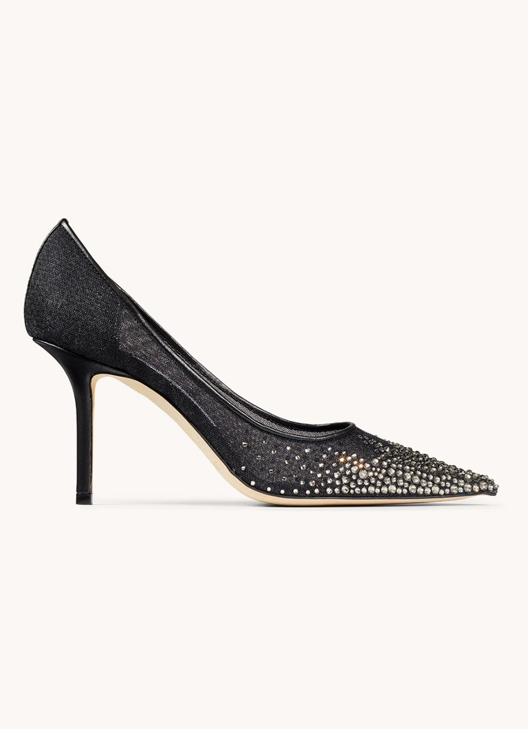 Jimmy Choo Dames Love 85 pump met strass en lamsleren details in de kleur Zwart