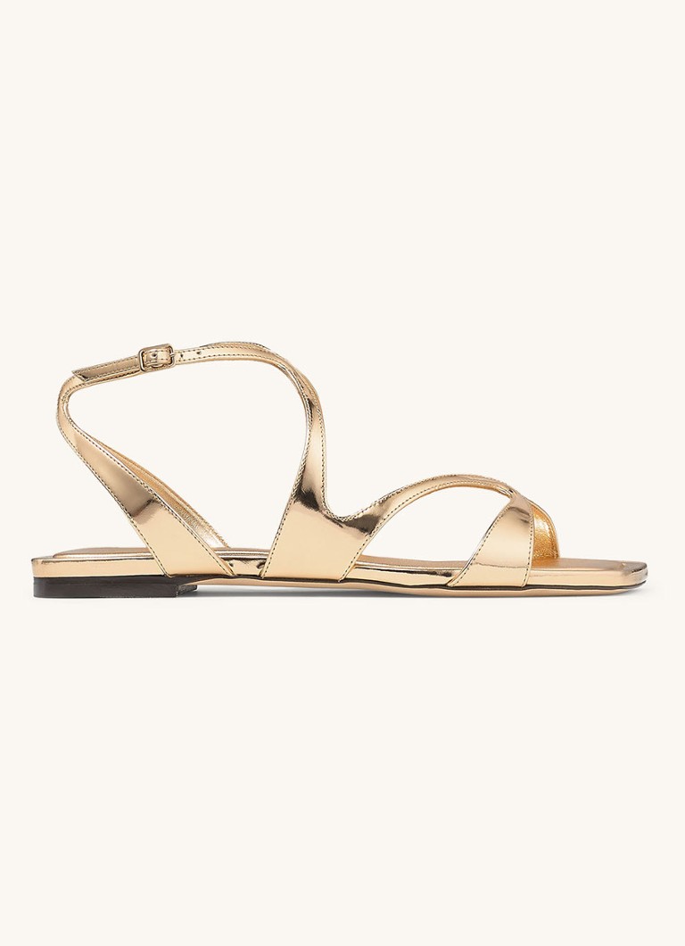 Jimmy Choo Dames Ayla sandaal van kalfsleer met metallic finish in de kleur