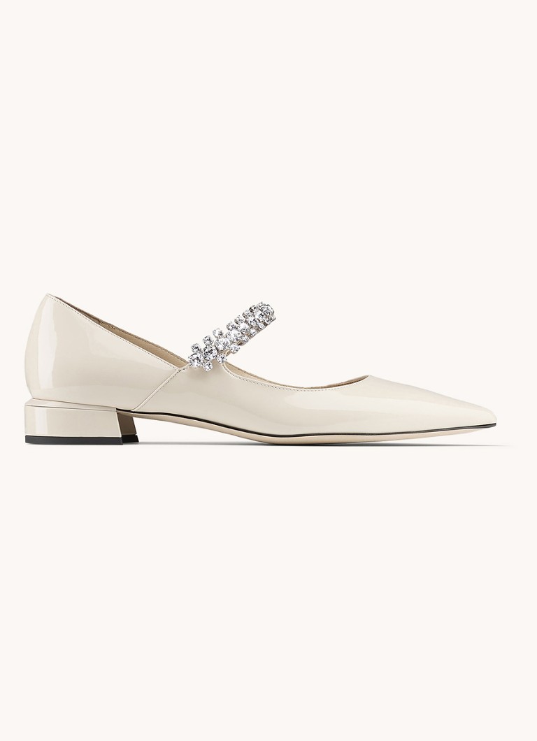 Jimmy Choo Dames Bing pump van kalfsleer met kristal in de kleur Wit