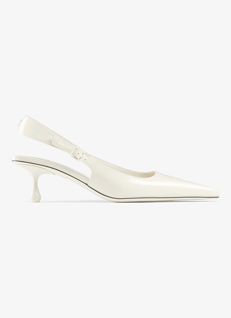 Jimmy Choo Dames Amel 50 slingback van lakleer in de kleur Gebroken wit