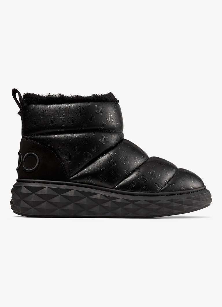 Jimmy Choo Dames Xan enkellaarsje van leer met logo in de kleur Zwart