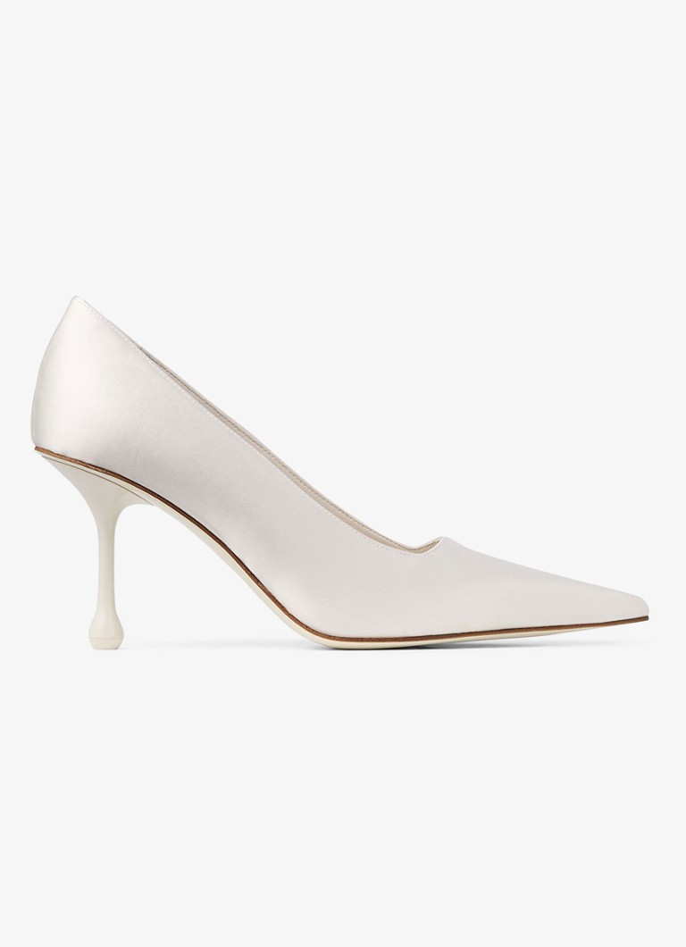 Jimmy Choo Dames Ixia 80 pump van satijn in de kleur Gebroken wit