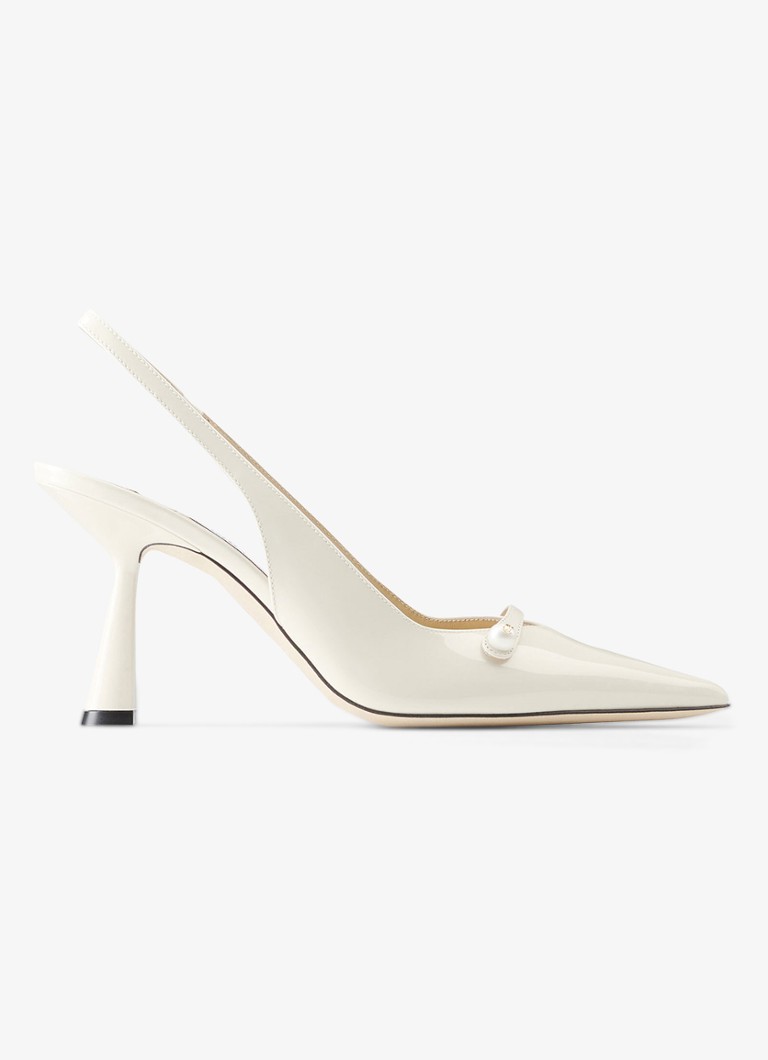 Jimmy Choo Dames Amita 85 slingback van lakleer in de kleur Gebroken wit