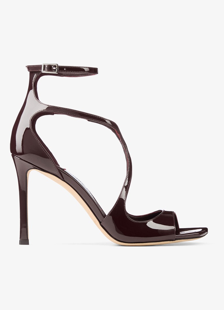 Jimmy Choo Dames Azia 95 sandalette van lakleer in de kleur Deep Merlot