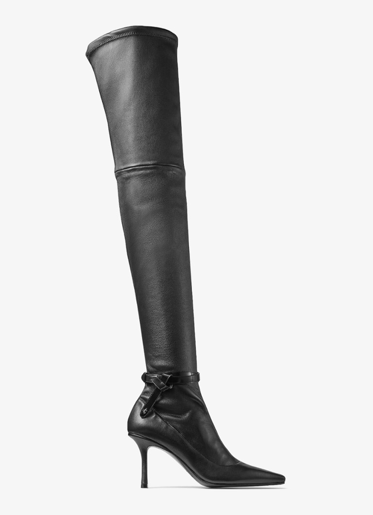 Jimmy Choo Dames Camie 85 overknee laars van lamsleer in de kleur Zwart