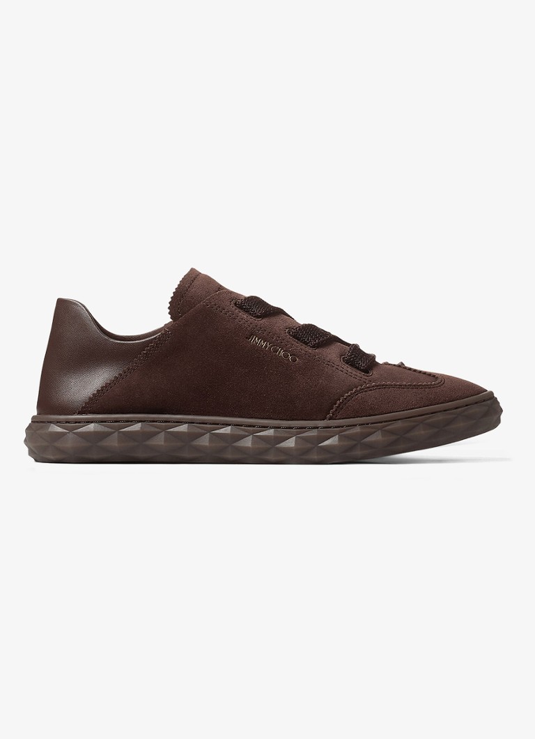 Jimmy Choo Dames Diamond Light Flex/F sneaker van lamssuède in de kleur Donkerbruin