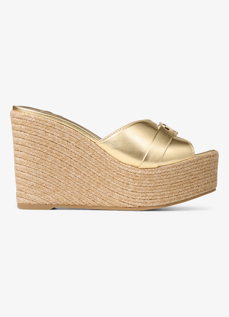 Jimmy Choo Dames Leda Wedge 100 sleehak van lamsleer met metallic finish in de kleur Goud