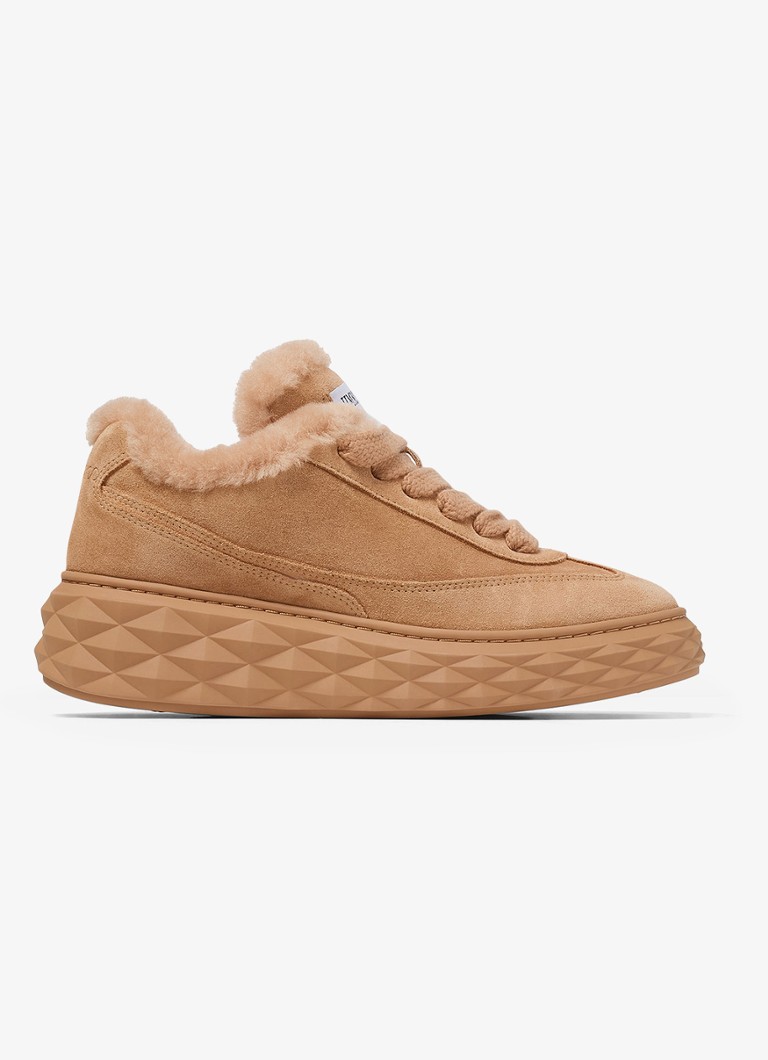 Jimmy Choo Dames Diamond Maxi Retro/F sneaker van suède in de kleur Lichtbruin
