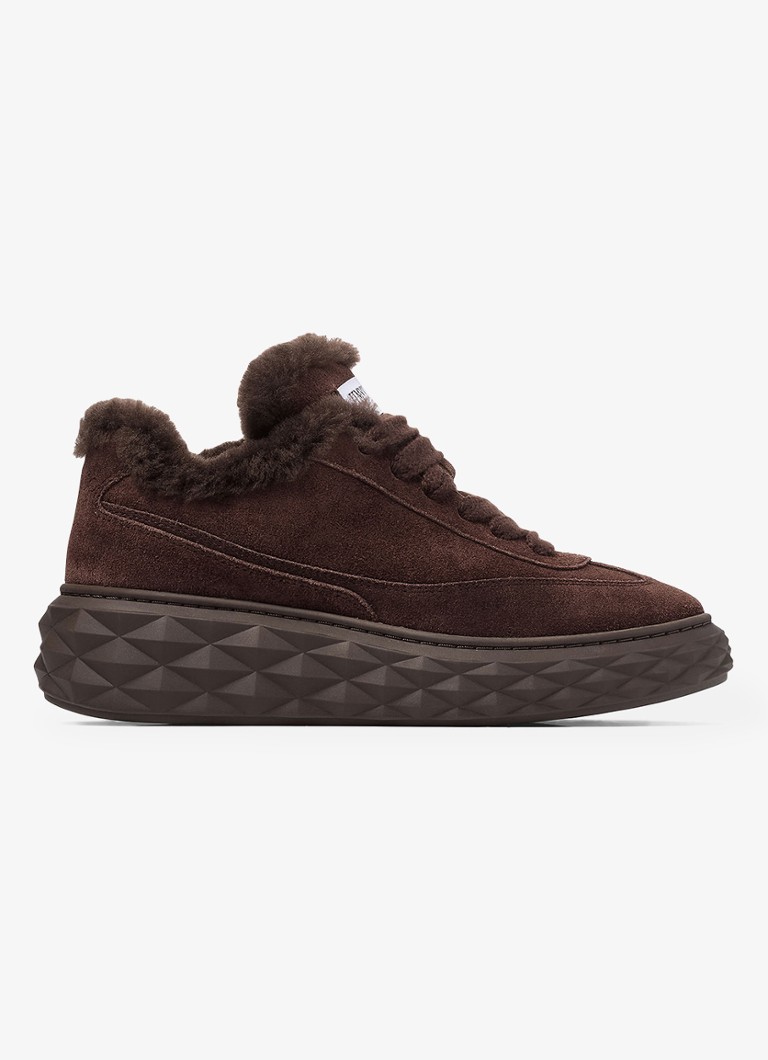 Jimmy Choo Dames Diamond Maxi Retro/F sneaker van suède in de kleur Donkerbruin