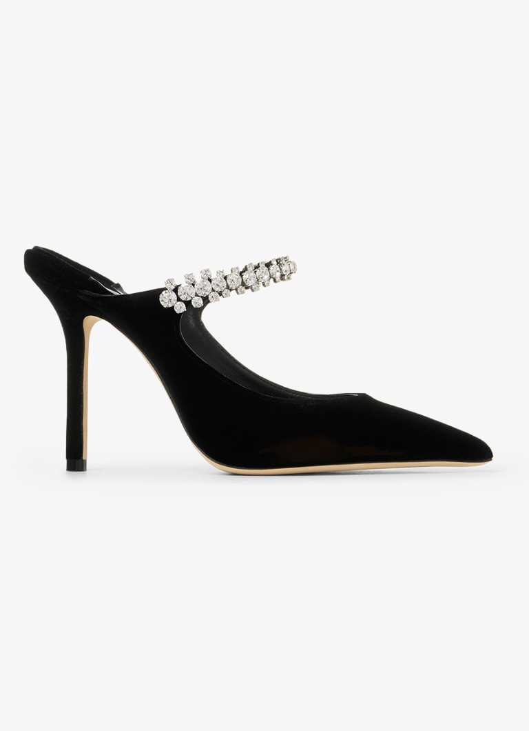 Jimmy Choo Dames Bing 100 muiltje van fluweel in de kleur Zwart