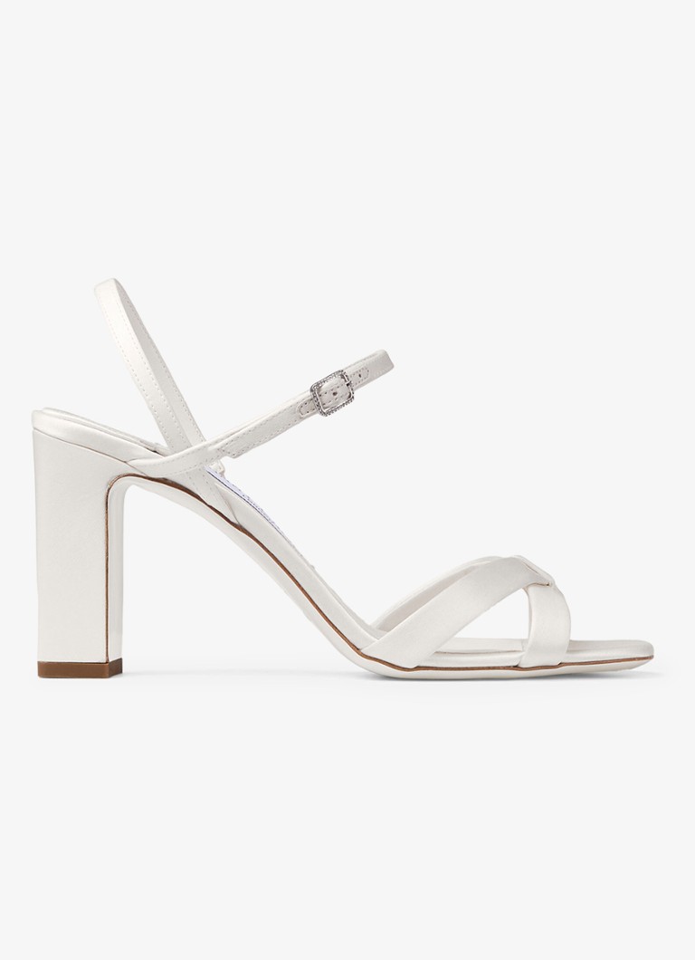 Jimmy Choo Dames Elsy/Bh 85 sandalette van lamsleer met details van satijn in de kleur Ivoor
