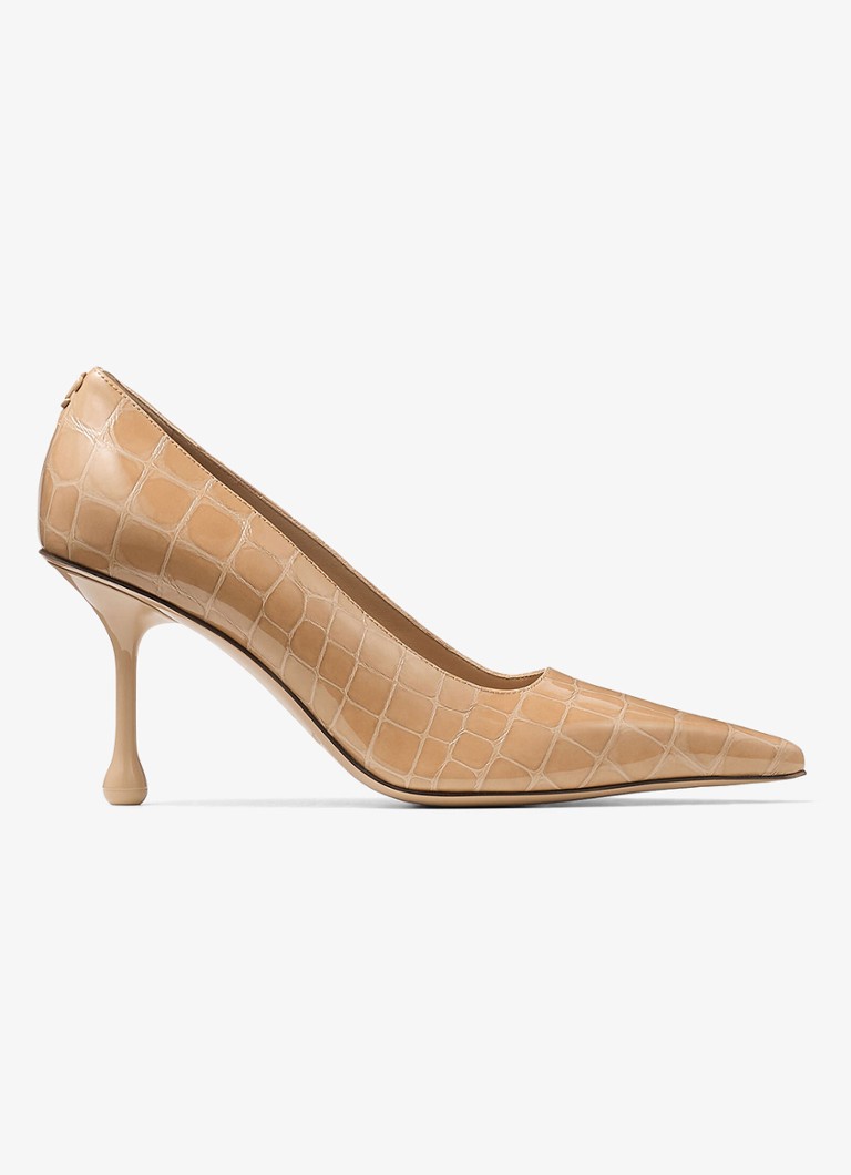 Jimmy Choo Dames Ixia 80 pump van kalfsleer met crocostructuur in de kleur Beige