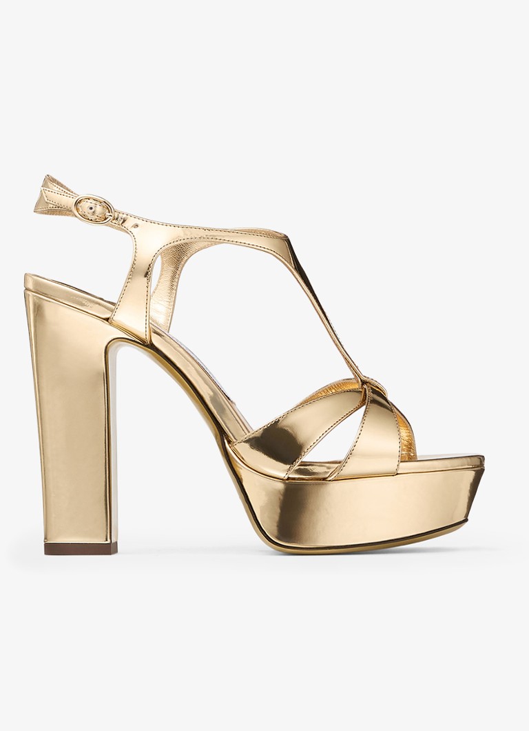 Jimmy Choo Dames Kesia 120 sandalette van kalfsleer met metallic finish in de kleur Goud