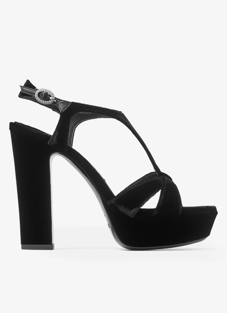 Jimmy Choo Dames Kesia 120 sandalette van fluweel in de kleur Zwart