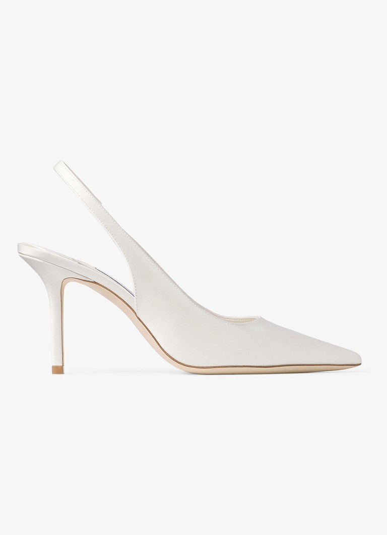 Jimmy Choo Dames Love 85 slingback van lamsleer met details van satijn in de kleur Ivoor