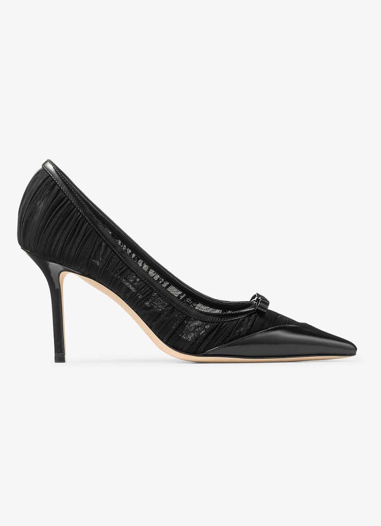 Jimmy Choo Dames Love/Mesh 85 pump van lamsleer met mesh details in de kleur Zwart