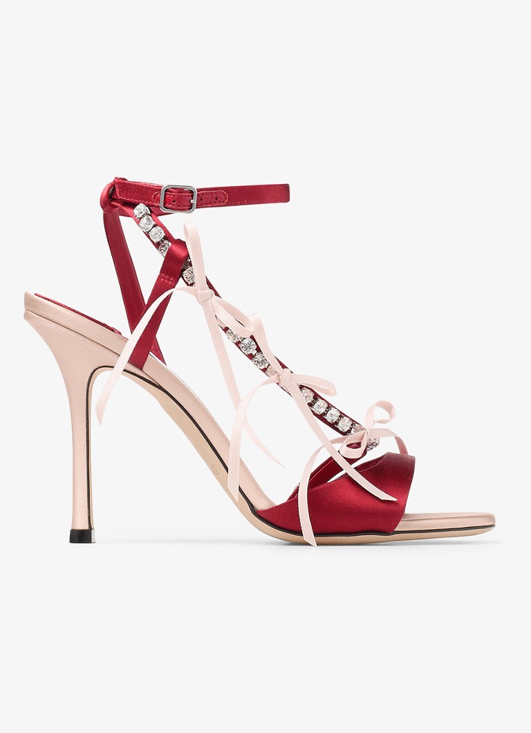 Jimmy Choo Dames Lula 100 sandalette van satijn in de kleur Rood