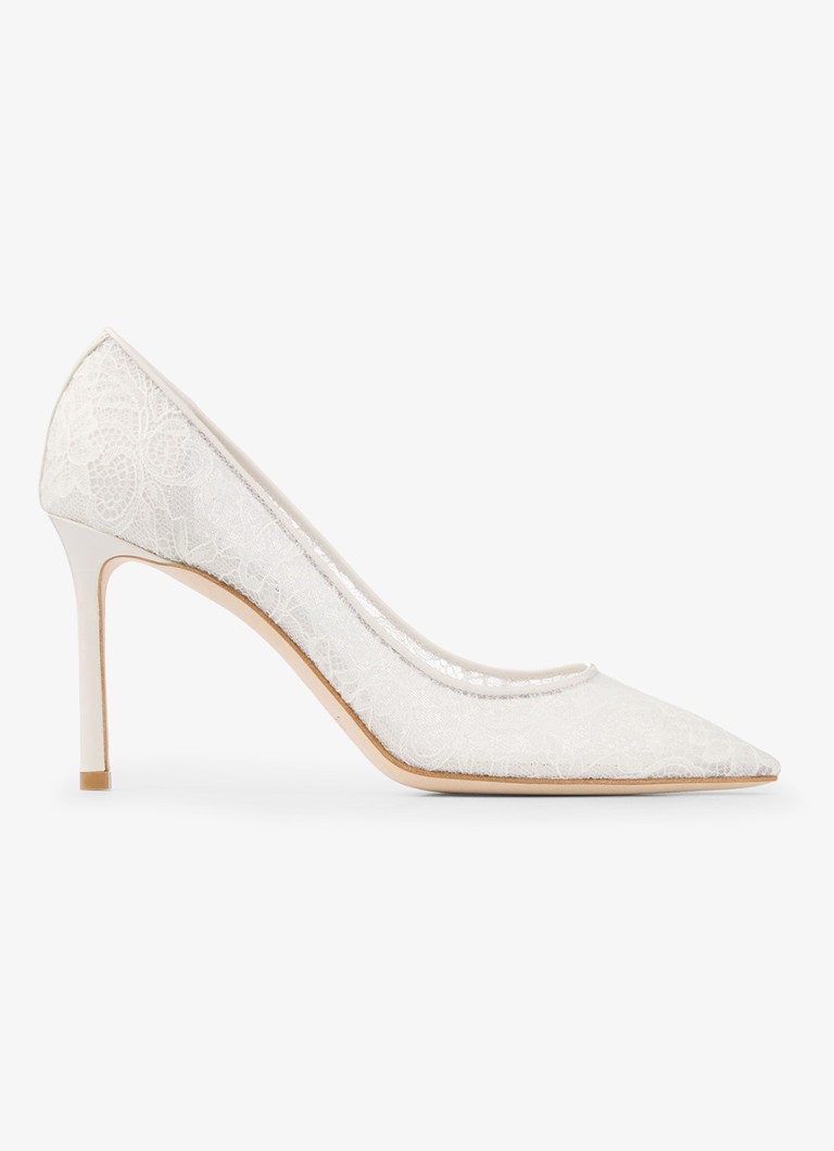 Jimmy Choo Dames Romy 85 pump van kant in de kleur Ivoor