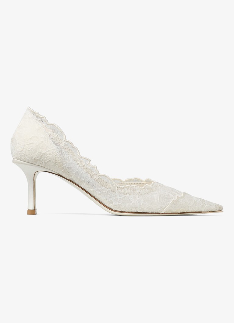 Jimmy Choo Dames Faiz 65 pump van kant in de kleur Gebroken wit