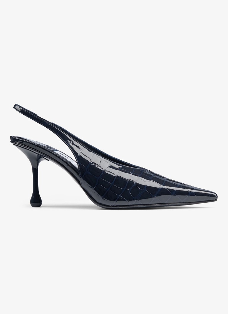 Jimmy Choo Dames Isa 80 slingback van kalfsleer met crocostructuur in de kleur Donkerblauw