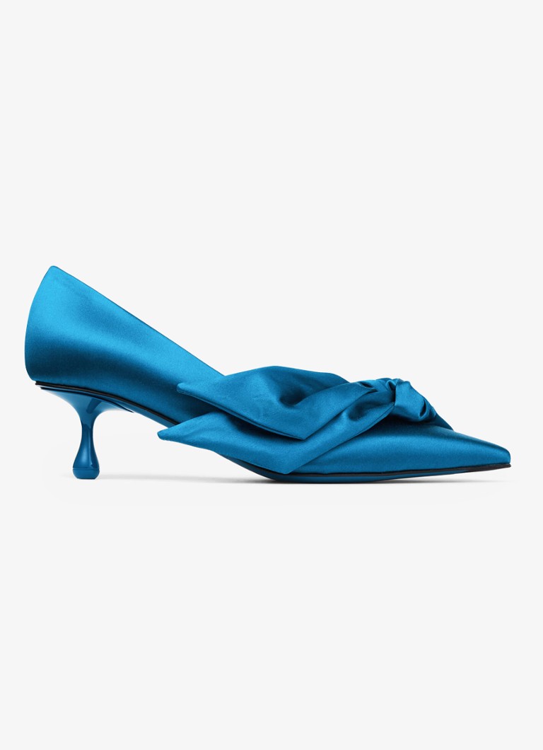 Jimmy Choo Dames Issy 50 pump van satijn in de kleur Lagoon / Blauw